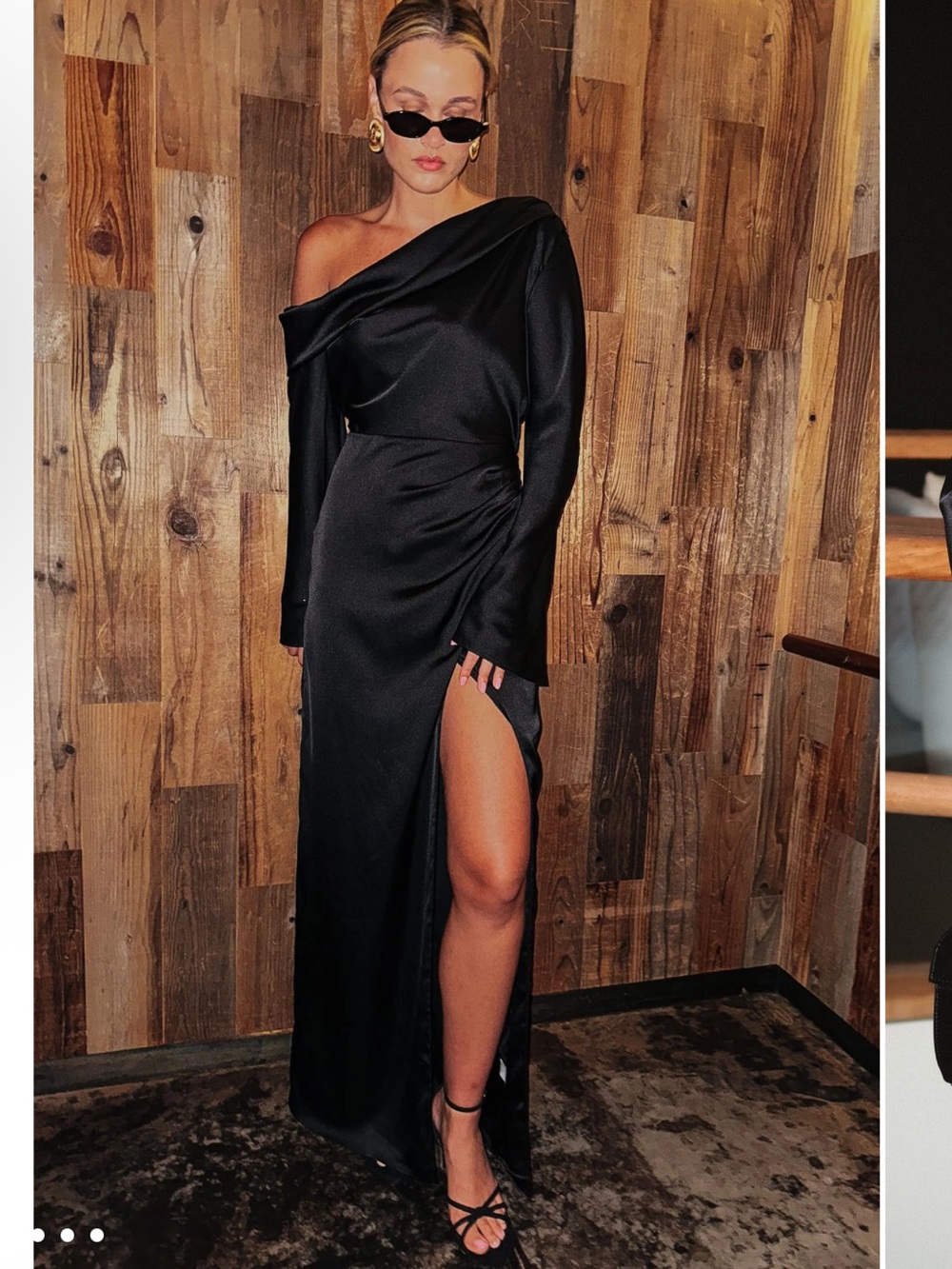 Show me your mumu Jamie Maxi Dress Elegant Black One-Shoulder Maxi High Slit